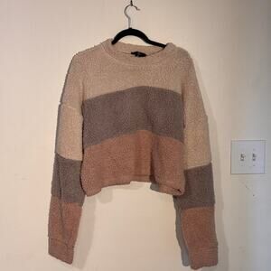 Missguided Trendy Colorblock Sherpa Fleece Pullover – Cozy & Soft, Size 8 (M)